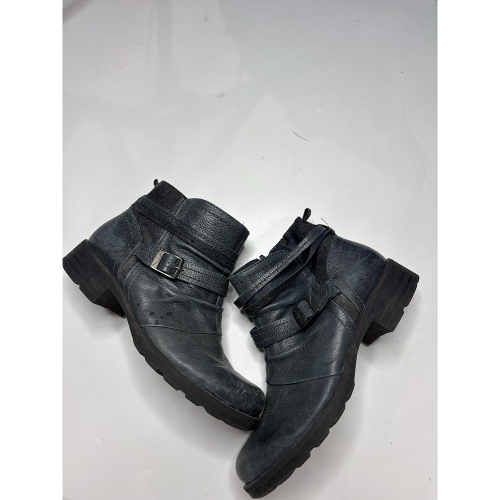 Earth Origins Boots Randi Roland Women's‎ 11M Blue Leather Ankle Moto Booties